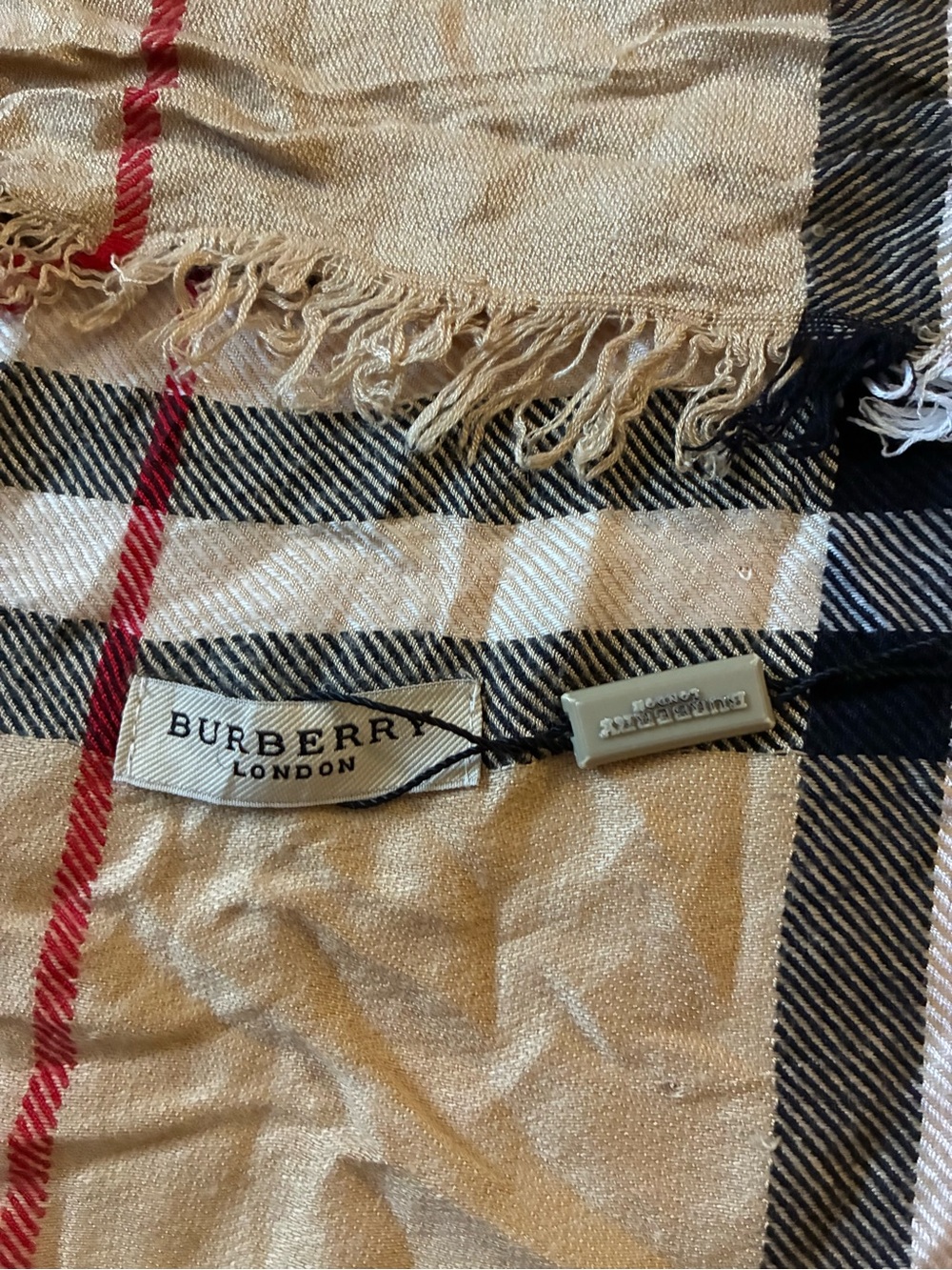 Burberry London Scarf 100% Cashmere Rectangular Women Wrap Beige - Picture 4 of 8